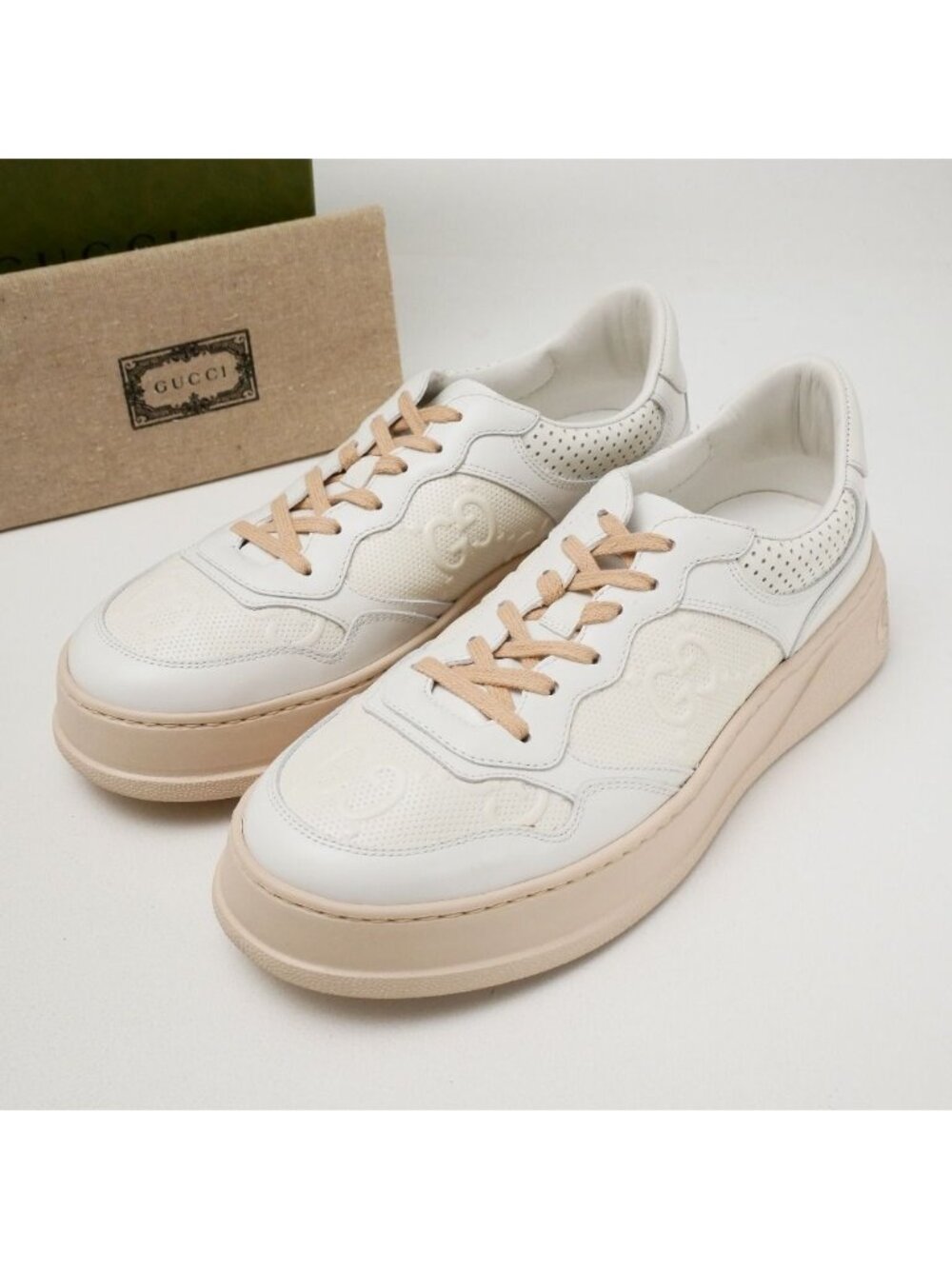 Gucci Sneakers GG Embossed Low Cut Chunky Sole Thick Base RB